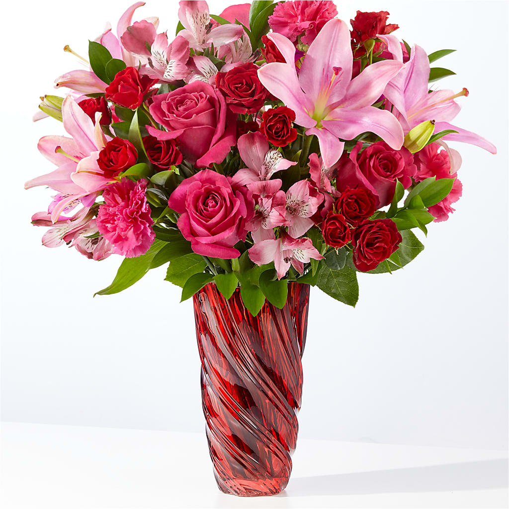 In Love Bouquet with Luxe Swirl Vase – MRS D'S FLOWER SHOP INC, Lakeland FL