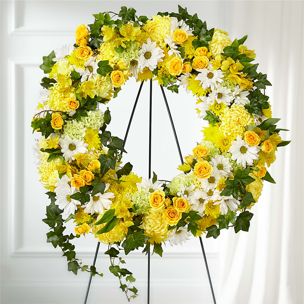 Golden Remembrance Wreath – MRS D'S FLOWER SHOP INC, Lakeland FL