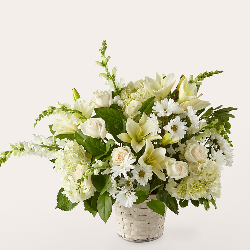Ivory Elegance Floral Basket – MRS D'S FLOWER SHOP INC, Lakeland FL