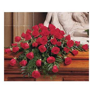 BLOOMING RED ROSES CASKET SPRAY