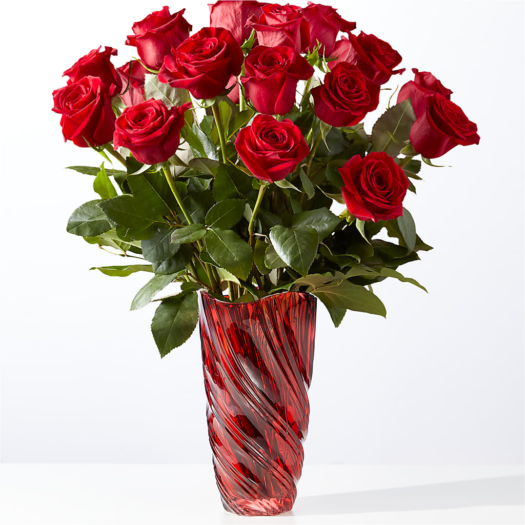Classic Love Red Rose Bouquet with Luxe Swirl Vase – MRS D'S FLOWER SHOP INC, Lakeland FL