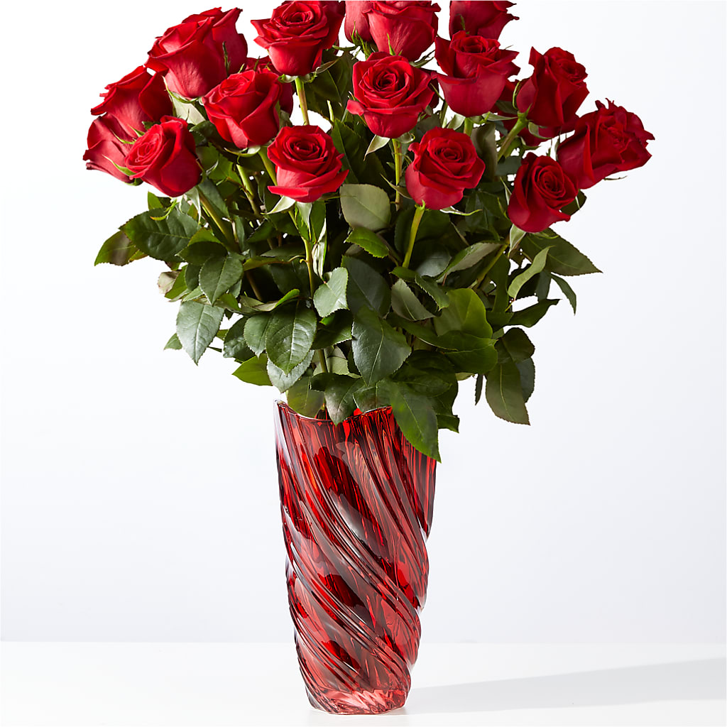 Classic Love Red Rose Bouquet with Luxe Swirl Vase – MRS D'S FLOWER SHOP INC, Lakeland FL