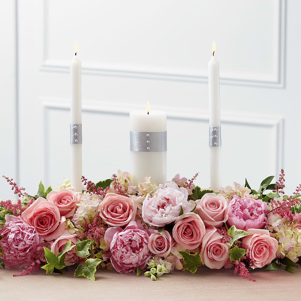 Worldwide Romance Unity Candle Arrangement – MRS D'S FLOWER SHOP INC, Lakeland FL