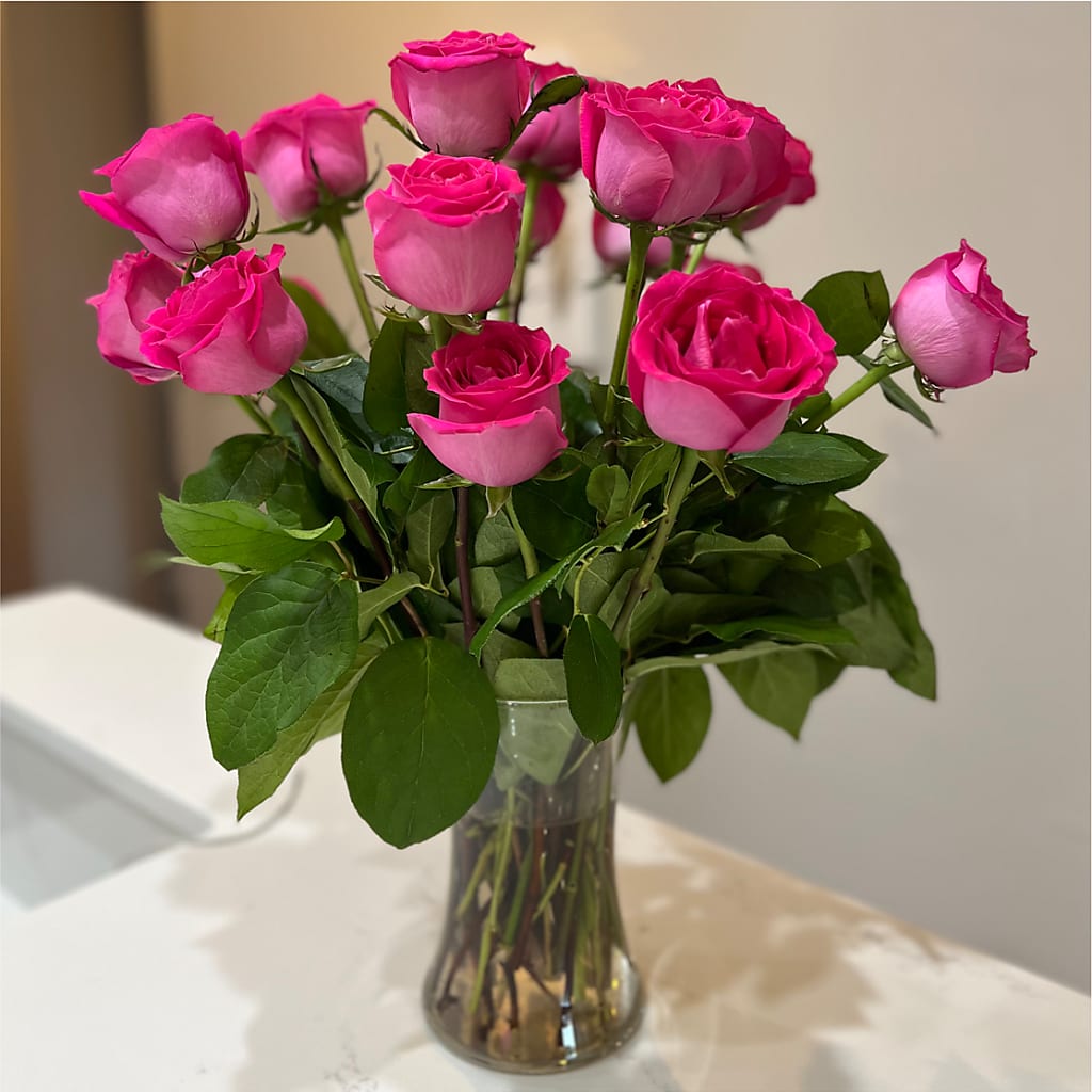 Long Stem Pink Rose Bouquet – MRS D'S FLOWER SHOP INC, Lakeland FL