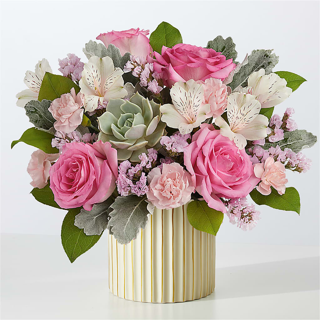 Dusty Rose Bouquet with Ivory Vase – MRS D'S FLOWER SHOP INC, Lakeland FL