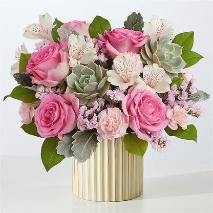 Dusty Rose Bouquet with Ivory Vase – MRS D'S FLOWER SHOP INC, Lakeland FL