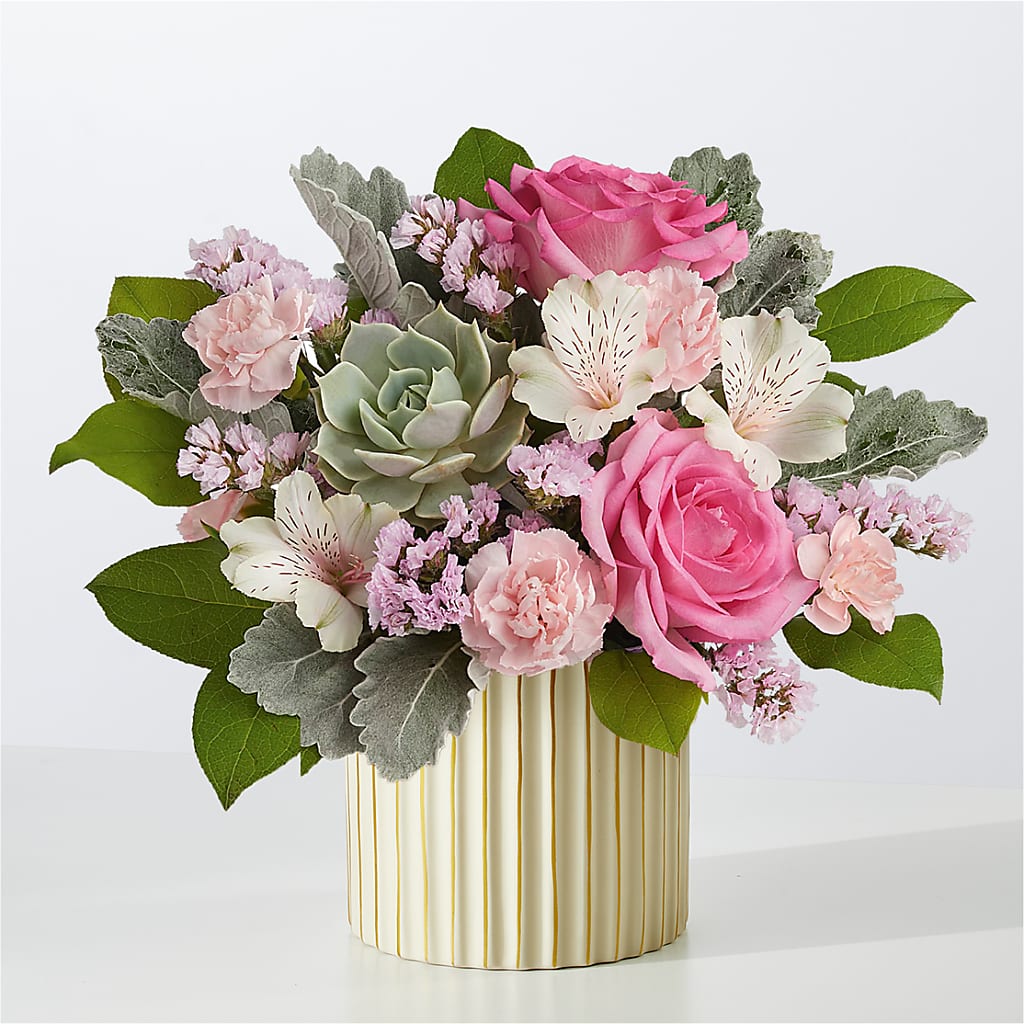 Dusty Rose Bouquet with Ivory Vase – MRS D'S FLOWER SHOP INC, Lakeland FL
