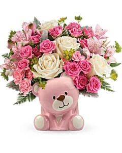 Bundle of Love Bear - Girl – MRS D'S FLOWER SHOP INC, Lakeland FL