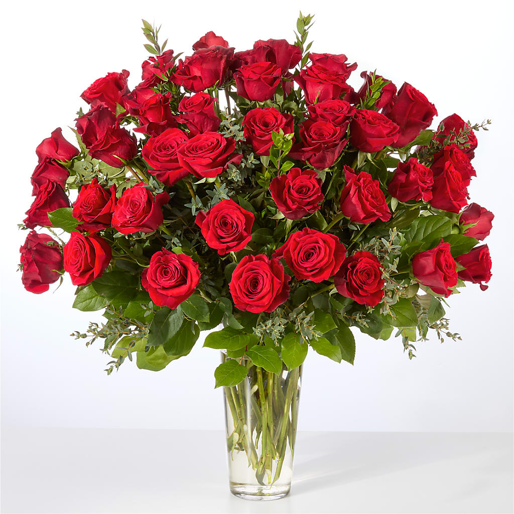 Forever Yours Fifty Stem Red Rose Bouquet – MRS D'S FLOWER SHOP INC, Lakeland FL